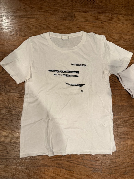 Saint Laurent Other - Saint Laurent White Short Sleeve Graphic Tee with Black Print